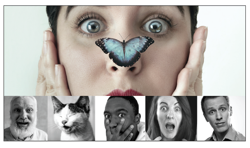woman with blue butterfly on nose to illustrate Your Divine Riches Special Report